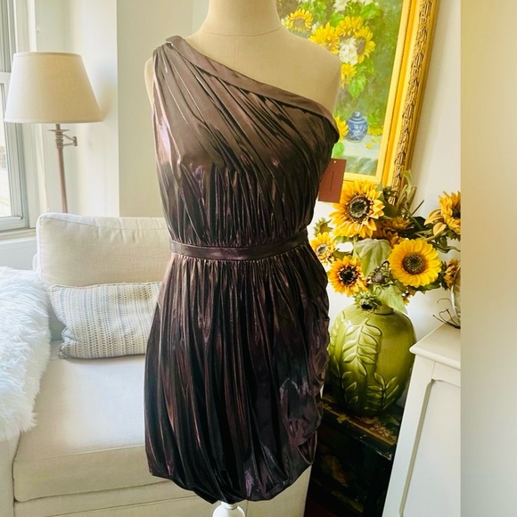 Phoebe Couture Dresses & Skirts - 🎉Sale New Phoebe Couture Pink Metallic Sexy Grecian One Shoulder Shirred Dress